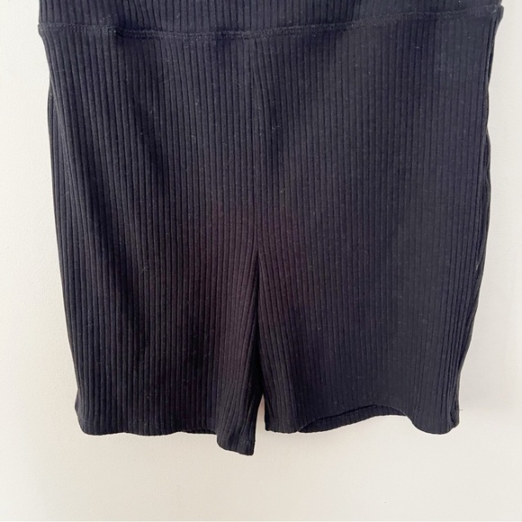 Bar III Black Ribbed Knit Elastic Waist Pull on Biker Shorts Size Large - Picture 3 of 6